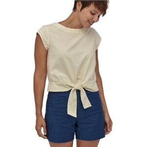 Patagonia Striped Seersucker 100% Organic Cotton Crop Tie Front Shirt